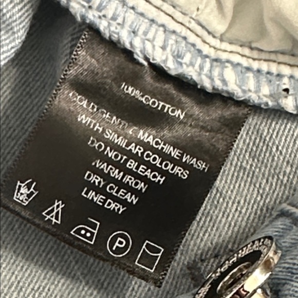 Maniere De Voir Marble Print Mom Jeans Size 8 High Waisted Distressed Denim Jean - Picture 8 of 14